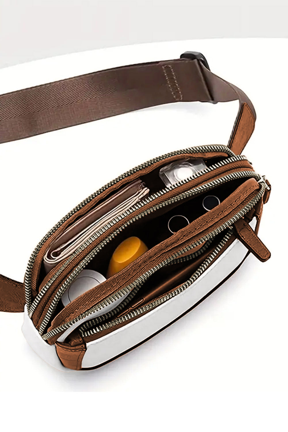 Leather Crossbody Bag with Front Zipper Pocket