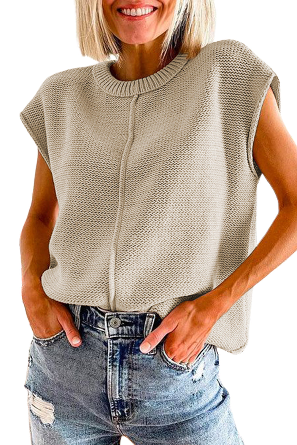 Casual Knit Top Sleeveless Lightweight Sweater