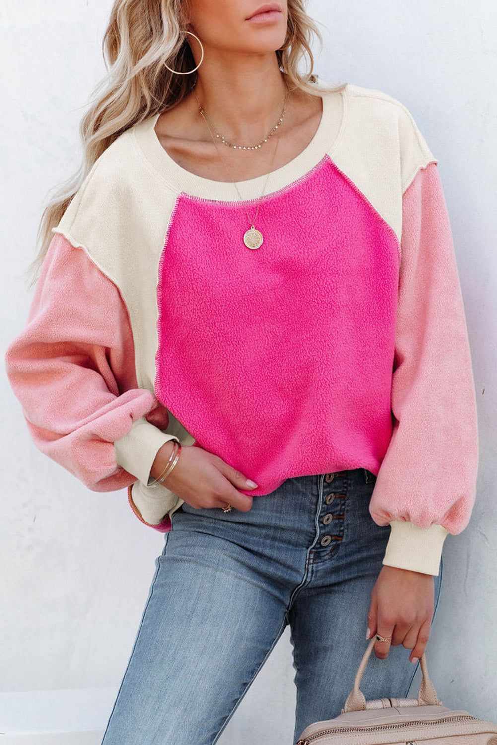 Oversized Color Block Casual Pullover