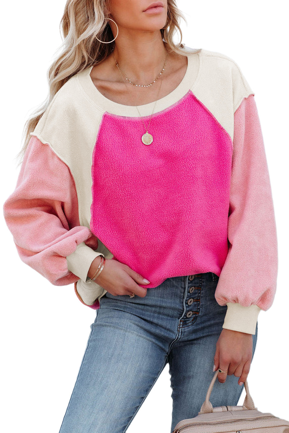 Oversized Color Block Casual Pullover